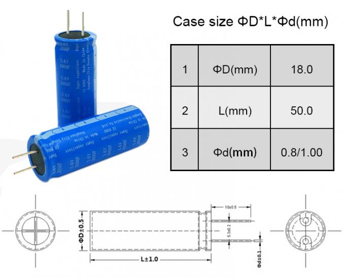 3.6V 2000F Graphene Supercapacitor Battery , Rechargeable Super