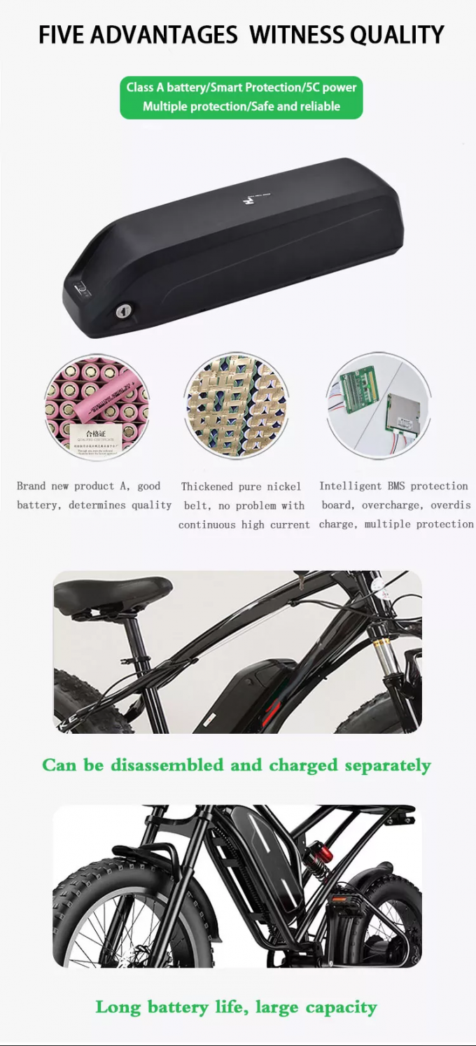 Rechargeable Lithium Electric E Bike Battery Ultraportable Multiscene